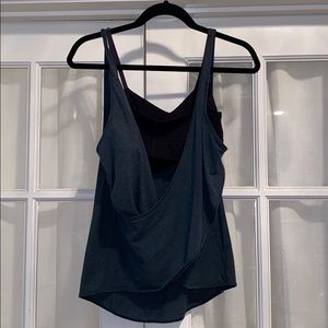 Forest Green Wrap Tank Top with Sports Bra
